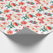 Whimsical Ski Santa Elves Weihnachtsfeiertage Geschenkpapier (Ecke)