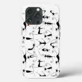 Whimsical Skinny Black Cat Muster Case-Mate iPhone Hülle (Rückseite)