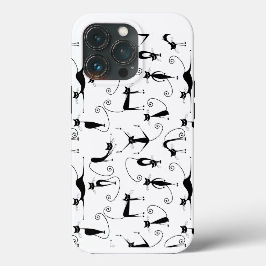 Whimsical Skinny Black Cat Muster Case-Mate iPhone Hülle (Rückseite)