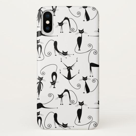 Whimsical Skinny Black Cat Muster Case-Mate iPhone Hülle (Rückseite)