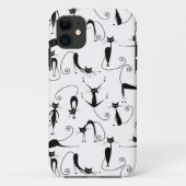 Whimsical Skinny Black Cat Muster Case-Mate iPhone Hülle (Rückseite)