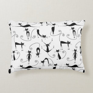 Whimsical Skinny Black Cat Muster Dekokissen