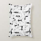 Whimsical Skinny Black Cat Muster Dekokissen (Vorderseite(Vertikal))