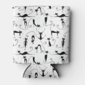 Whimsical Skinny Black Cat Muster Dosenkühler (Vorderseite)