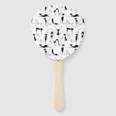 Whimsical Skinny Black Cat Muster Fächer (Vorderseite)