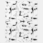 Whimsical Skinny Black Cat Muster Fleecedecke (Vorderseite)