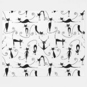 Whimsical Skinny Black Cat Muster Fleecedecke (Vorderseite (Horizontal))