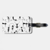 Whimsical Skinny Black Cat Muster Gepäckanhänger (Rückseite horizontal)