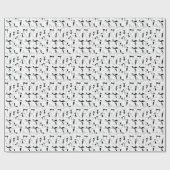 Whimsical Skinny Black Cat Muster Geschenkpapier (Flach)