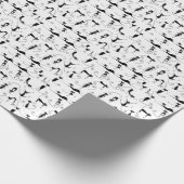 Whimsical Skinny Black Cat Muster Geschenkpapier (Ecke)