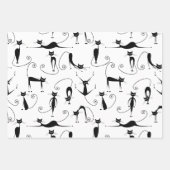 Whimsical Skinny Black Cat Muster Geschenkpapier Set (Vorderseite)