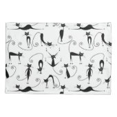 Whimsical Skinny Black Cat Muster Kissenbezug (Rückseite)