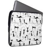 Whimsical Skinny Black Cat Muster Laptopschutzhülle (Vorne Rechts)