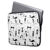Whimsical Skinny Black Cat Muster Laptopschutzhülle (Vorderseite Links)