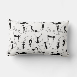 Whimsical Skinny Black Cat Muster Lendenkissen