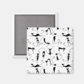 Whimsical Skinny Black Cat Muster Magnet (Vorderseite/Rückseite)