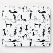 Whimsical Skinny Black Cat Muster Mousepad (Vorne)
