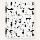 Whimsical Skinny Black Cat Muster Notizblock (Vorderseite)