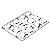 Whimsical Skinny Black Cat Muster Notizblock (Linke Seite)