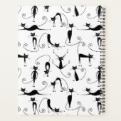 Whimsical Skinny Black Cat Muster Planer (Rückseite)