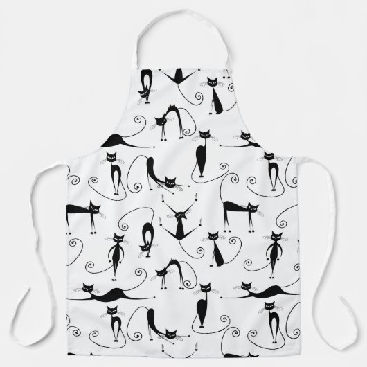 Whimsical Skinny Black Cat Muster Schürze (Vorderseite)