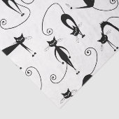 Whimsical Skinny Black Cat Muster Seidenpapier (Ausschnitt)