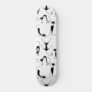 Whimsical Skinny Black Cat Muster Skateboard