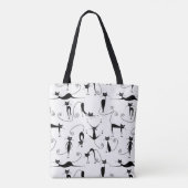 Whimsical Skinny Black Cat Muster Tasche (Rückseite)