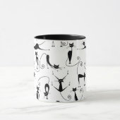 Whimsical Skinny Black Cat Muster Tasse (Zentrum)