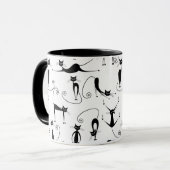 Whimsical Skinny Black Cat Muster Tasse (Vorderseite Links)