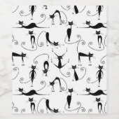 Whimsical Skinny Black Cat Muster Weinetikett (Einzelnes Label)