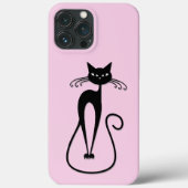 Whimsical Skinny Black Cat Pink Case-Mate iPhone Hülle (Rückseite)