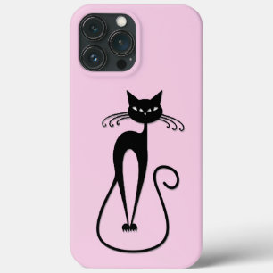 Whimsical Skinny Black Cat Pink Case-Mate iPhone Hülle