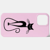 Whimsical Skinny Black Cat Pink Case-Mate iPhone Hülle (Rückseite (Horizontal))