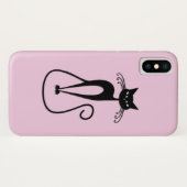 Whimsical Skinny Black Cat Pink Case-Mate iPhone Hülle (Rückseite (Horizontal))
