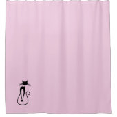 Whimsical Skinny Black Cat Pink Duschvorhang (Vorderseite)