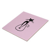 Whimsical Skinny Black Cat Pink Fliese (Seite)