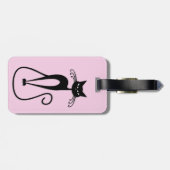 Whimsical Skinny Black Cat Pink Gepäckanhänger (Rückseite horizontal)