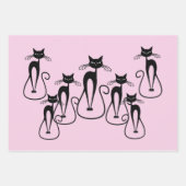 Whimsical Skinny Black Cat Pink Geschenkpapier Set (Vorderseite 2)