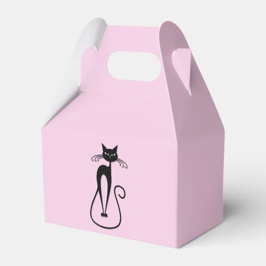 Whimsical Skinny Black Cat Pink Geschenkschachtel (Vorderseite)