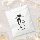 Whimsical Skinny Black Cat Pink Geschenktütchen (Ausgeschnitten)