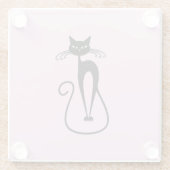 Whimsical Skinny Black Cat Pink Glasuntersetzer (Rückseite)