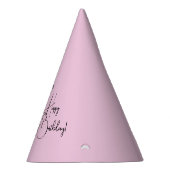 Whimsical Skinny Black Cat Pink Happy Birthday Partyhütchen (Rechts)