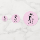 Whimsical Skinny Black Cat Pink Konfetti (Vorderseiten)