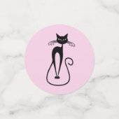 Whimsical Skinny Black Cat Pink Konfetti (Klein Vorderseite)