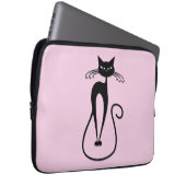 Whimsical Skinny Black Cat Pink Laptopschutzhülle (Vorne Rechts)
