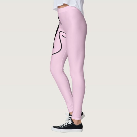 Whimsical Skinny Black Cat Pink Leggings (Links)