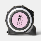 Whimsical Skinny Black Cat Pink Maßband (Vorderseite)