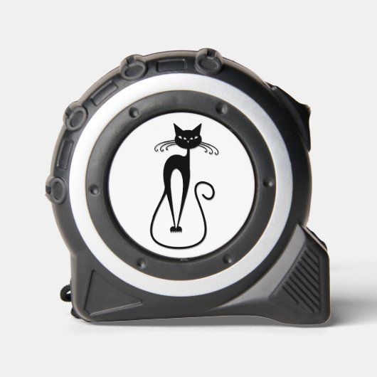 Whimsical Skinny Black Cat Pink Maßband (Vorderseite)