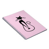 Whimsical Skinny Black Cat Pink Notizblock (Rechte Seite)